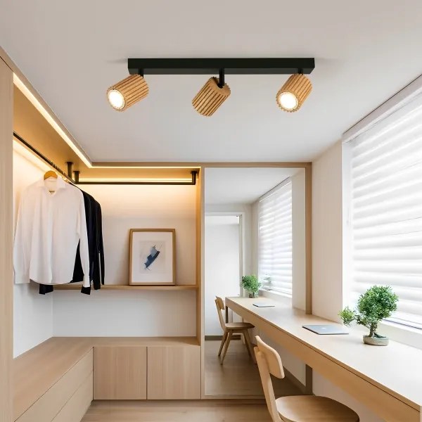 Brilagi - Aplica spot MODERN WOOD 3xGU10/8W/230V lemn de cauciuc/negru