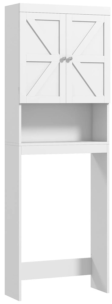 HOMCOM Dulap de depozitare deasupra toaletelor, dulap de baie cu 2 uși raft 58,5L x 23l x 170H cm alb | Aosom Romania