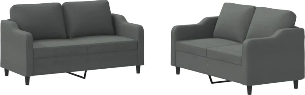 vidaXL Set de canapele cu perne, 2 piese, gri închis, textil