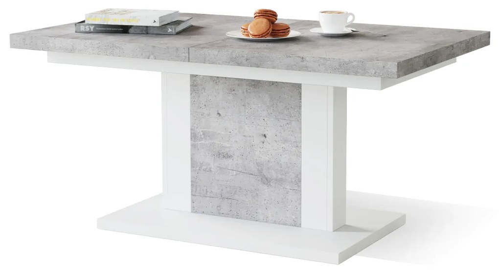 Mazzoni ORION Beton Millennium/Alb Mat - MĂSUȚĂ DE CAFEA EXTENSIBILĂ MODERNĂ