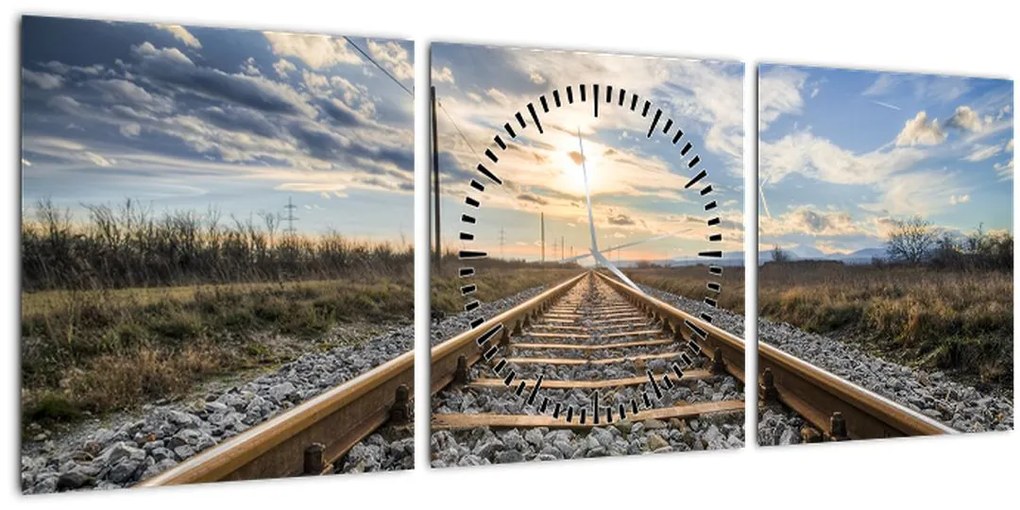 Tablou - Cale ferată (cu ceas) (90x30 cm)