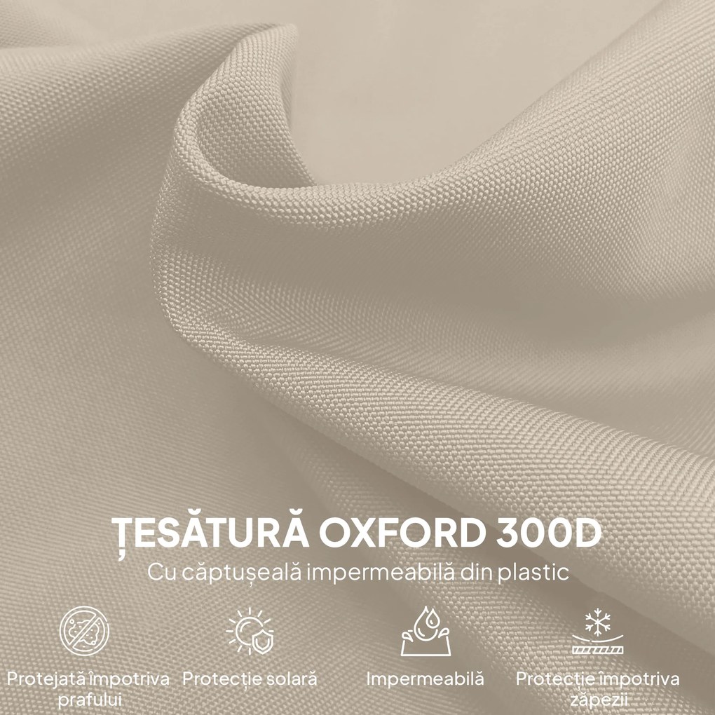 Outsunny Husă pentru Umbrelă de Grădină Impermeabilă cu Fermoar si Șnur din Țesătură, 220x56x56 cm, Bej și Cafeniu | Aosom Romania