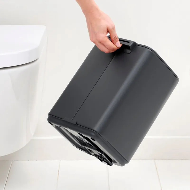 Cos de gunoi Brabantia Bo Pedal 1010132, 7 l, Inchidere lenta, Baza cauciucata, Finisaj mineral, Gri inchis