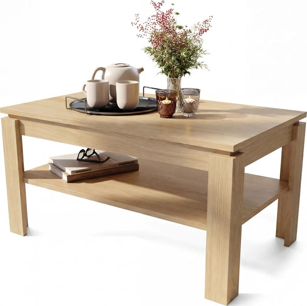 Mazzoni ASTI-R Stejar Oasis – MASĂ/MĂSUȚĂ CAFEA MODERNĂ CU BLAT EXTENSIBIL