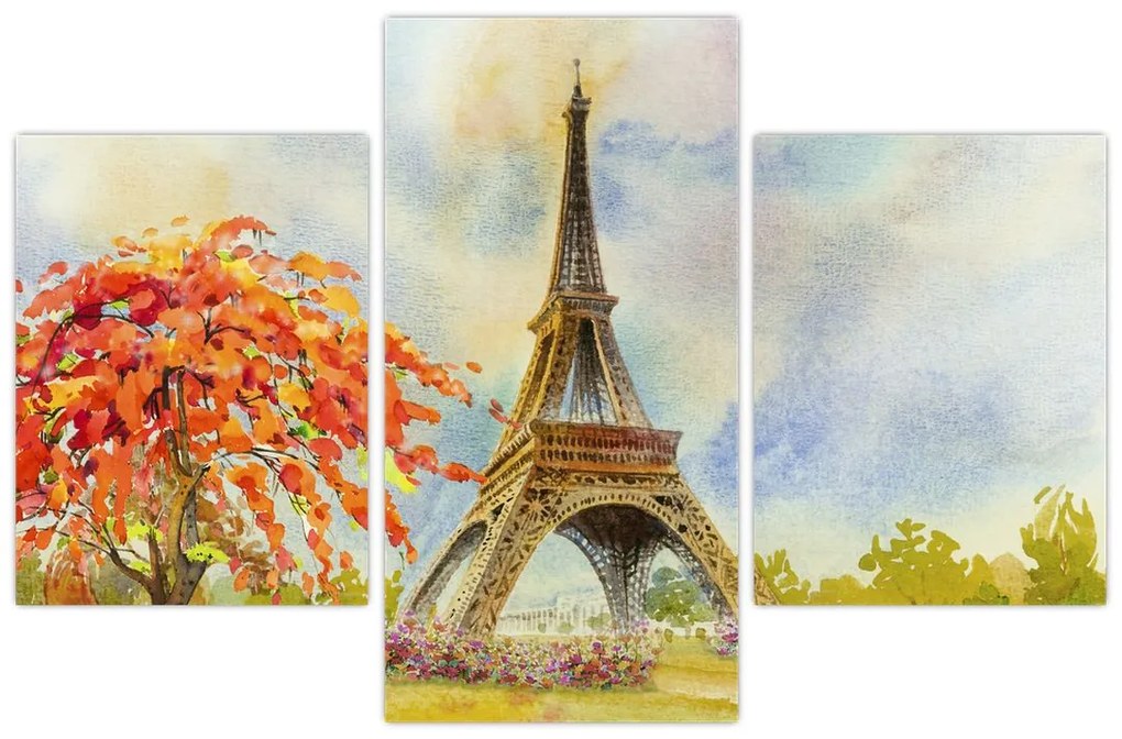 Tablou pictat cu turnul Eiffel (90x60 cm)