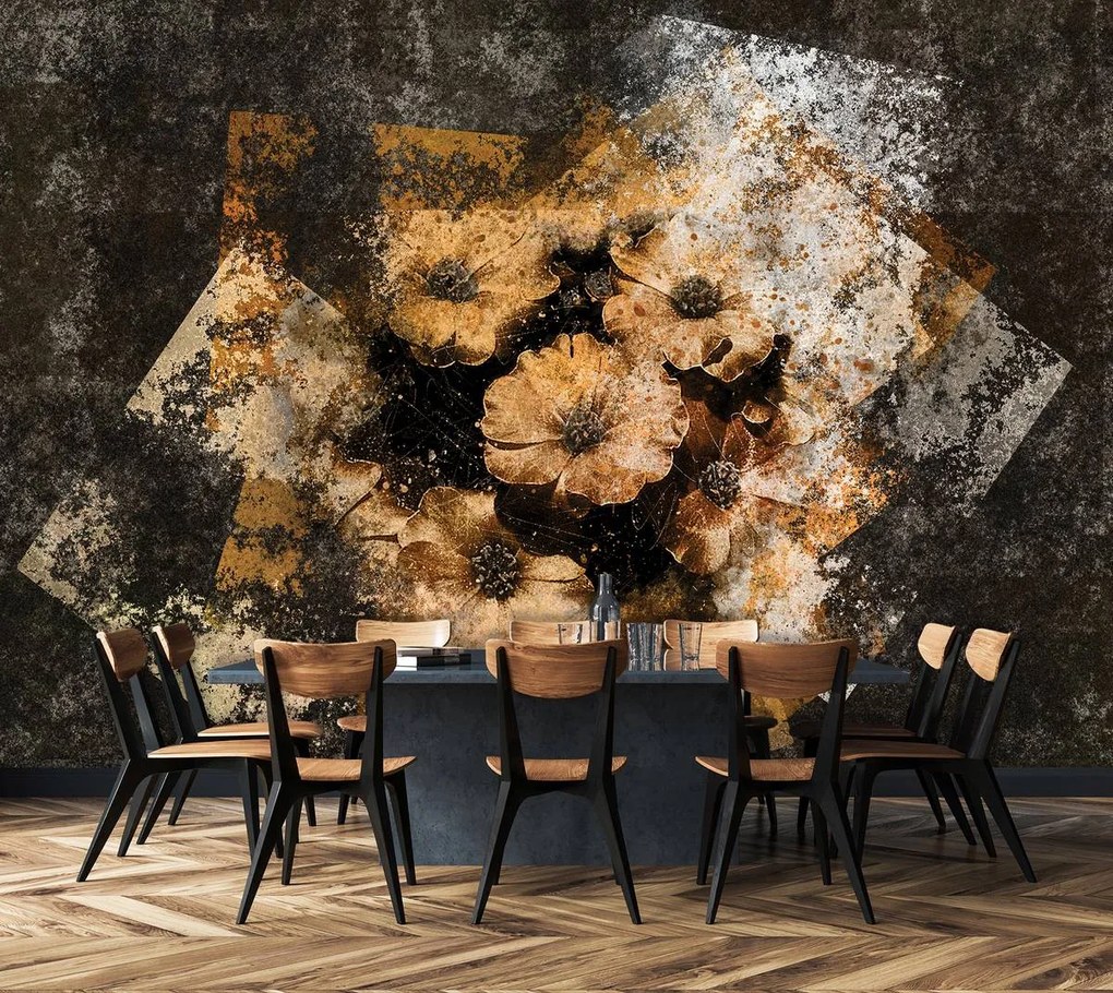 Fototapet - Flori aurii - perete (152,5x104 cm)
