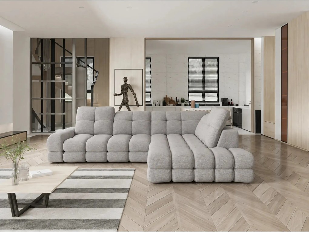 Coltar extensibil TOLLO L, sezlong dreapta, stofa clasica gri - Austin