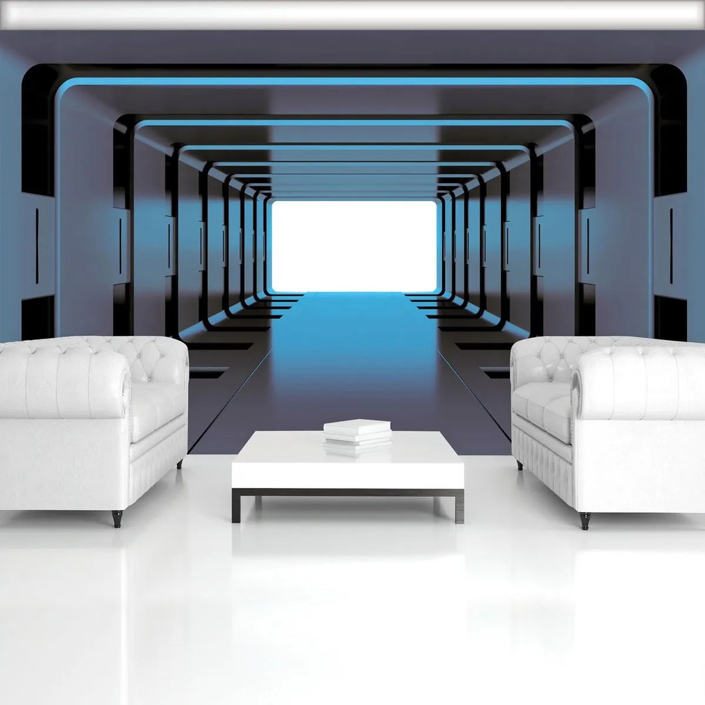 Fototapet - Tunel 3D albastru (254x184 cm)
