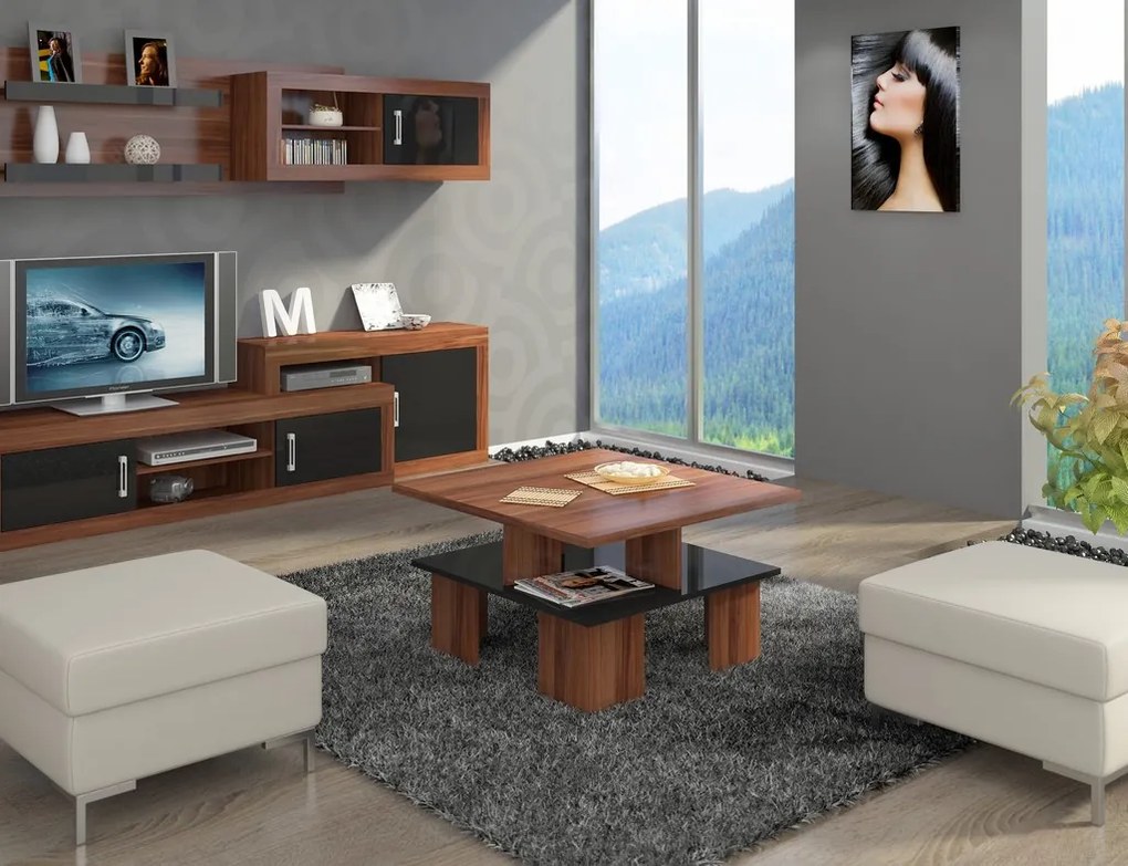 Masă de cafea Sudbury 1 (prun + Negru lucios). 780017
