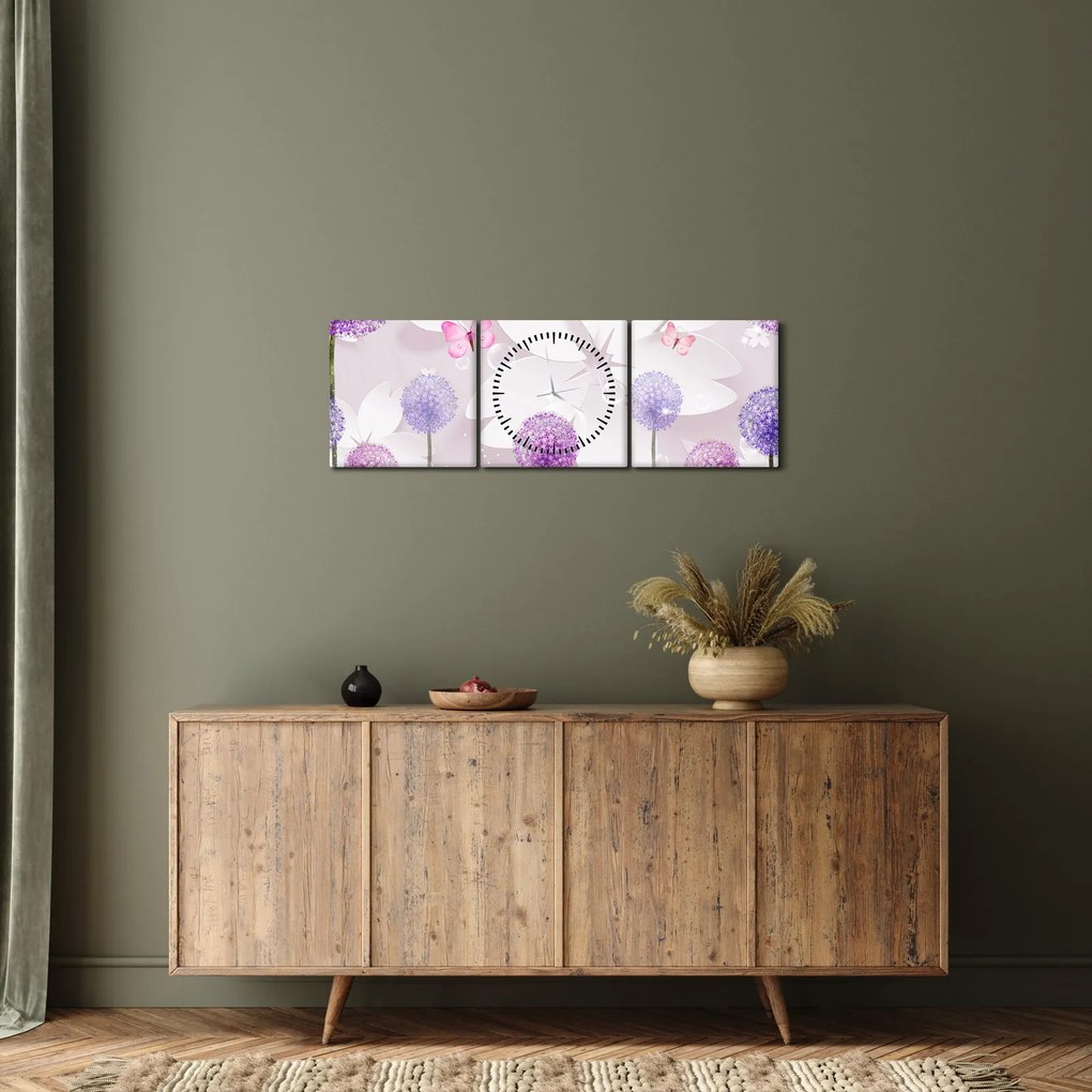 Tablou - Pe râul florilor (cu ceas) (90x30 cm)