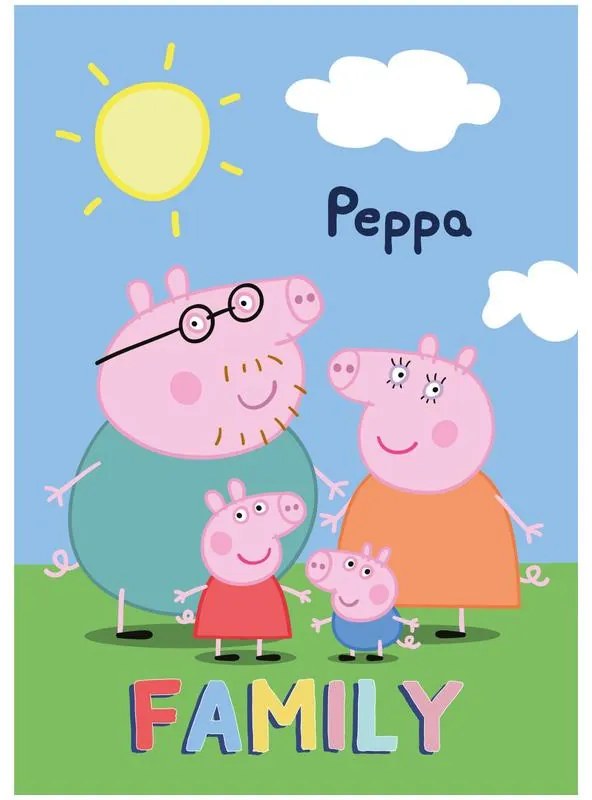 Purcelușa Peppa Pătură polară Family 100x140cm