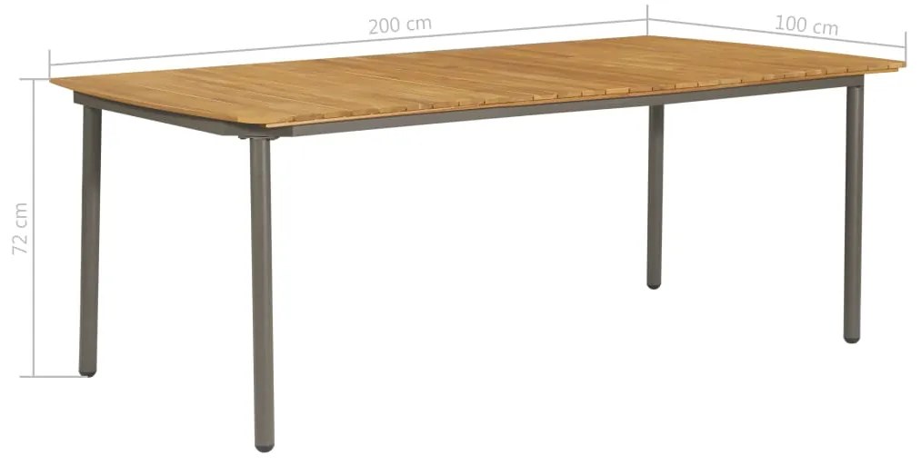 Set mobilier de exterior, 9 piese, lemn masiv acacia si otel
