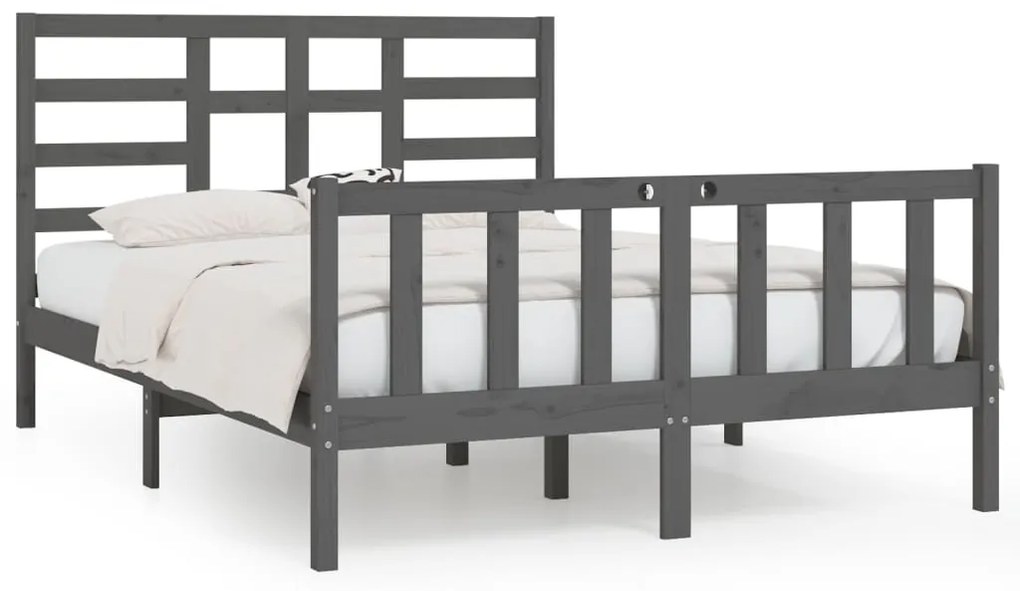 3107610 vidaXL Cadru de pat, gri, 120x200 cm, lemn masiv de pin