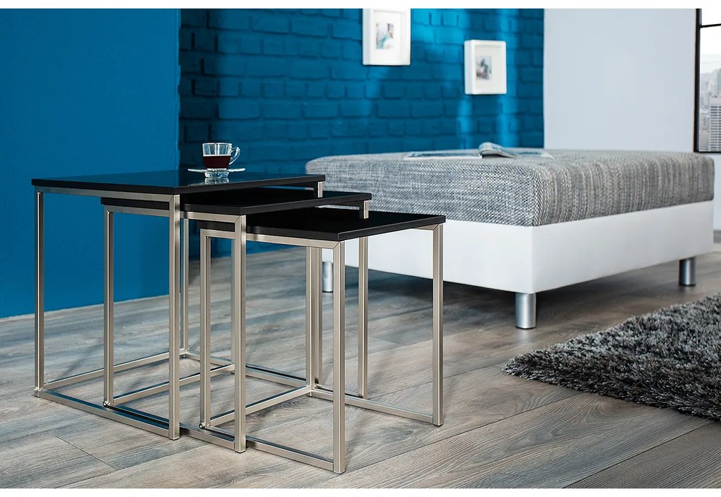 Set 3 masute cafea New Fusion negru