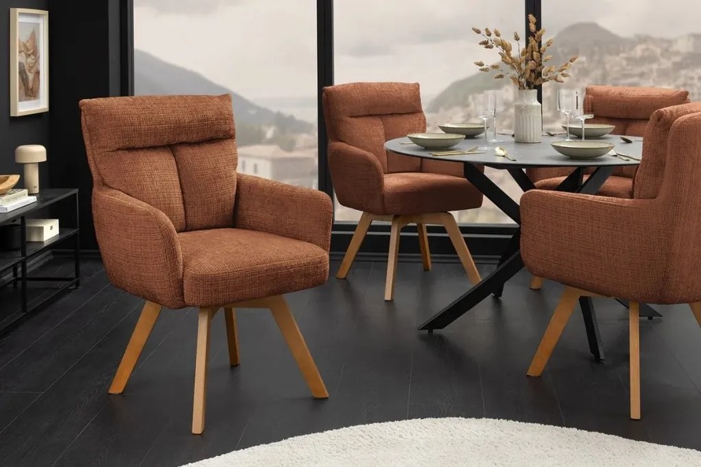 Set de 2 scaune pivotante picioare din lemn Big George maro ruginiu