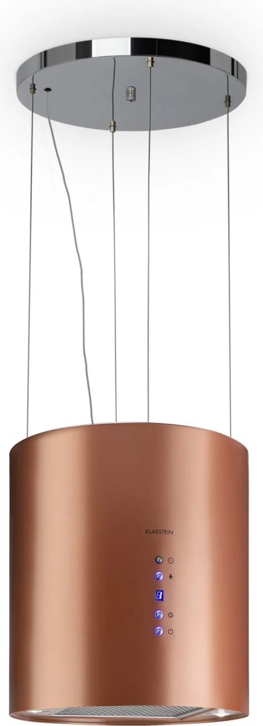 Klarstein Barett, hotă suspendată, Ø 38 cm, recirculare a aerului 522 m³ / h, LED, cupru