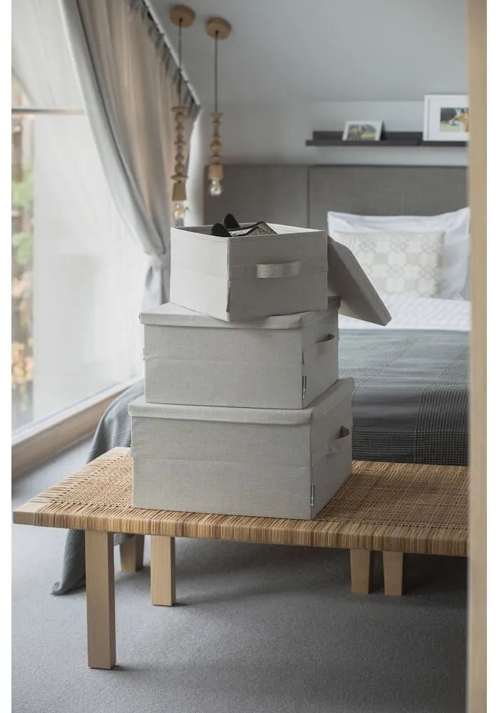 Cutie de depozitare bej din material textil cu capac 35x26x19 cm Soft Storage – Bigso