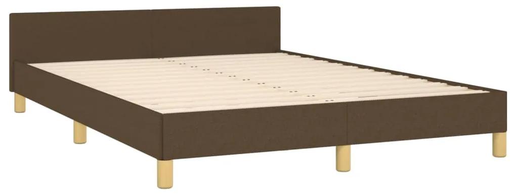 Cadru de pat cu tablie, maro inchis, 140x200 cm, textil Maro inchis, 140 x 200 cm, Design simplu