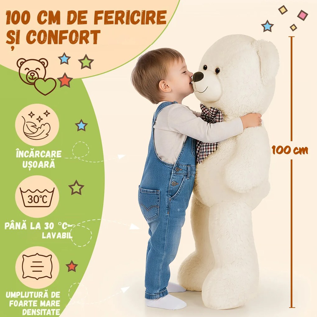 Urs mare de pluș BENY, 100cm, crem Monzana