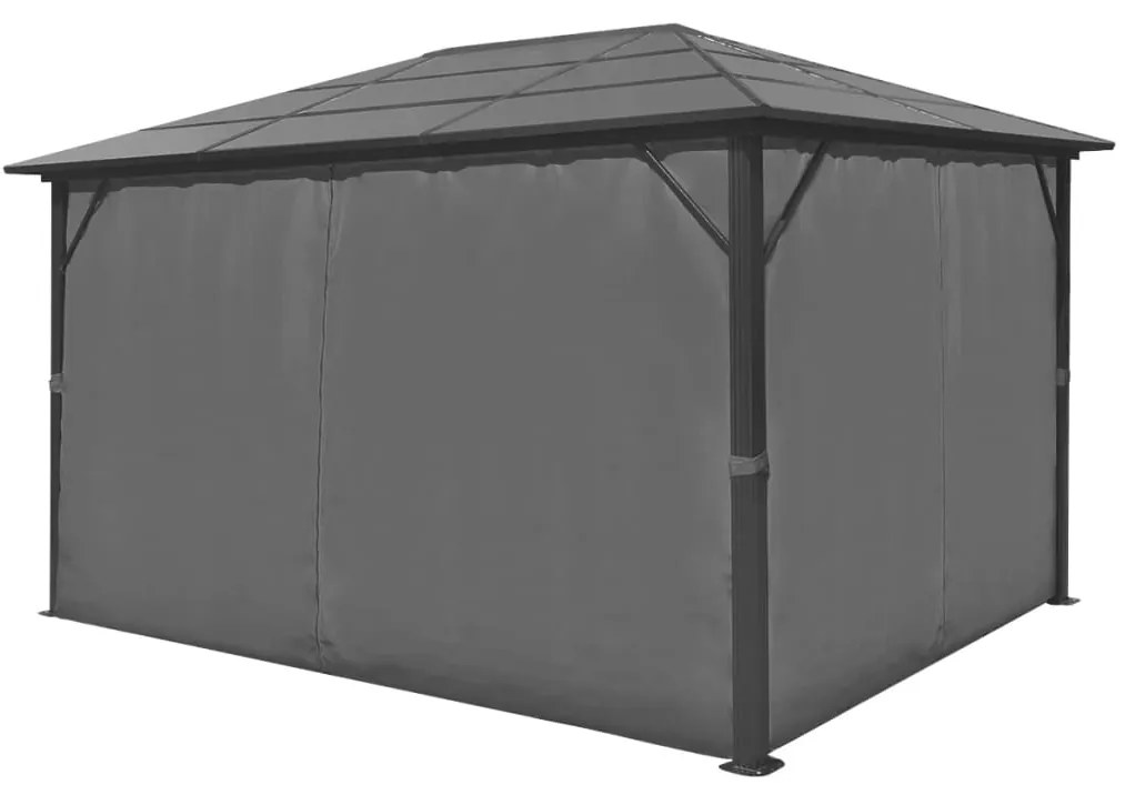 Pavilion cu perdea, antracit, 400 x 300 cm, aluminiu Antracit, 400 x 300 cm
