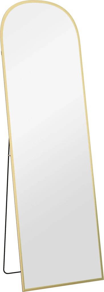 HOMCOM Oglindă de Podea și Perete cu Suport Pliabil, 50x161.5cm, Auriu | Aosom Romania