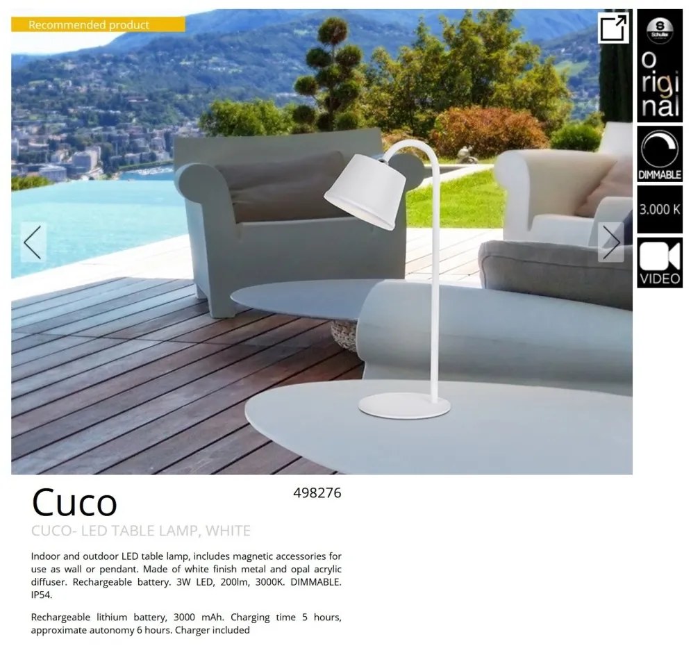 Lampa LED portabila exterior/interior IP54 Cuco alba