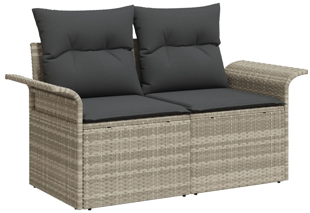 Set de Sofa de Grădină vidaXL cu 7 Piese și Perne Gri Deschis Ratan Poliester