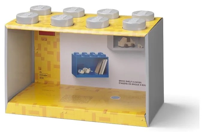 Raft de perete pentru copii LEGO® Brick 8, gri