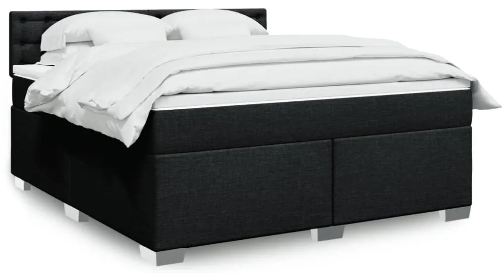 vidaXL Pat box spring cu saltea, negru, 180x200 cm, catifea