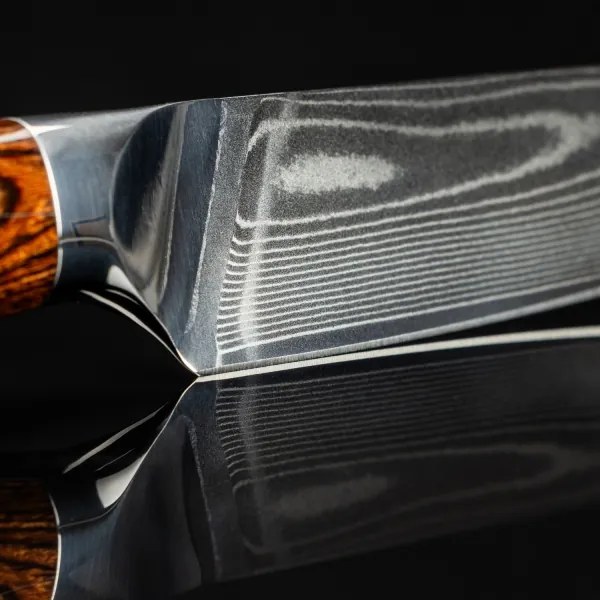Gudaro - Cuțit de bucătar FENG din oțel Damasc 8", 67 de straturi de oțel, lungime 20 cm