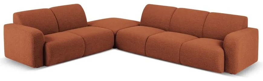 Colțar maro cu tapițerie din stofă bouclé (colț stânga) Molino – Micadoni Home