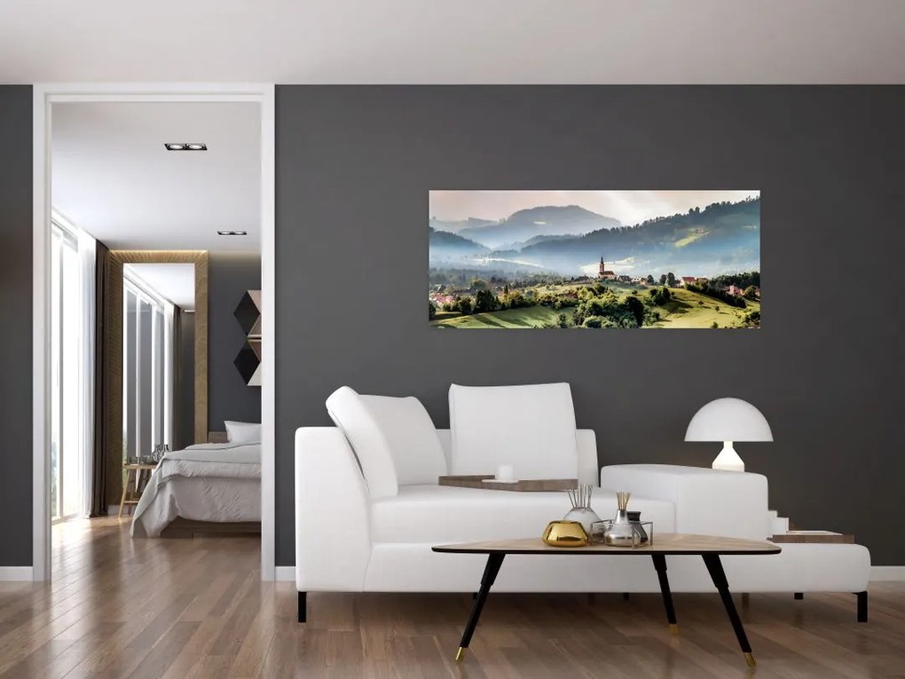 Tablou - sătuț în ceață (120x50 cm)