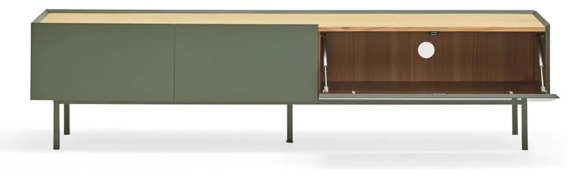 Masă TV verde/în culoare naturală cu aspect de lemn de stejar 180x45 cm Arista – Teulat