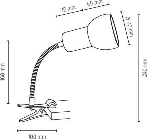 Spot-Light 2224174WFC - Lampă cu clemă SVENDA, 1xE27/60W/230V