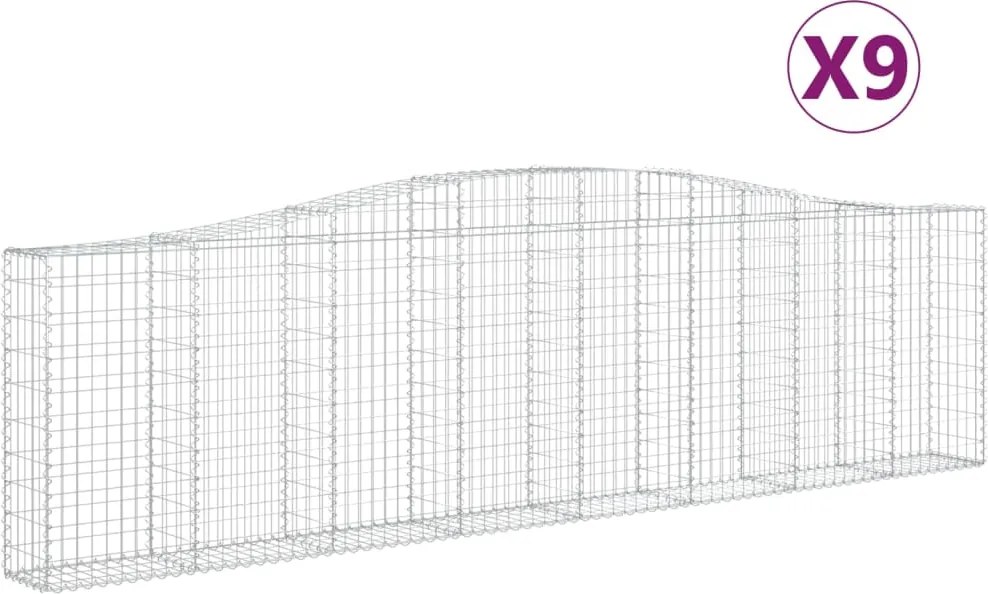 vidaXL Coșuri gabion arcuite 9 buc, 400x30x100/120 cm fier galvanizat