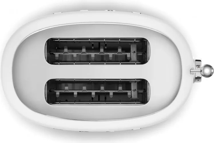 Prajitor de paine SMEG 50's Style TSF01WHEU, 950 W, 2 felii, 6 trepte, Tava pentru firimituri, Cablu integrat, Otel inoxidabil, Alb