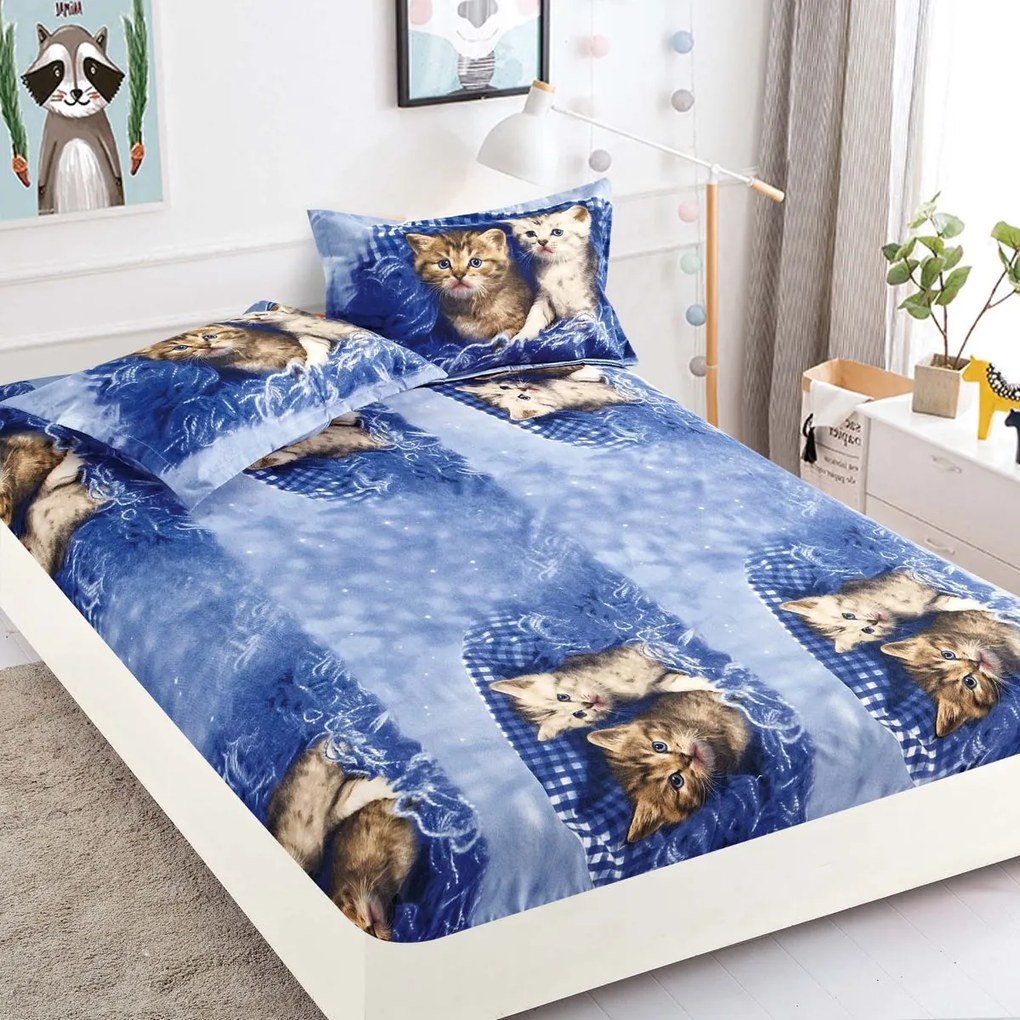 Lenjerie de pat 3 cu elastic 100% bumbac - a722 de la Onesleep