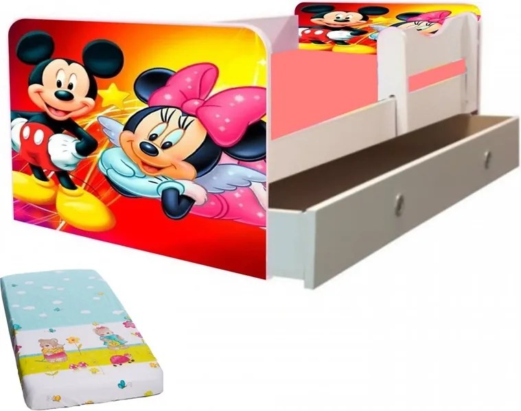 Junior Minnie si Mickey cu saltea inclusa si sertar