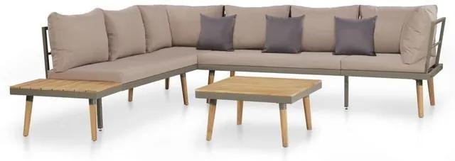 vidaXL Set mobilier de grădină, 19 piese, lemn masiv de acacia și oțel