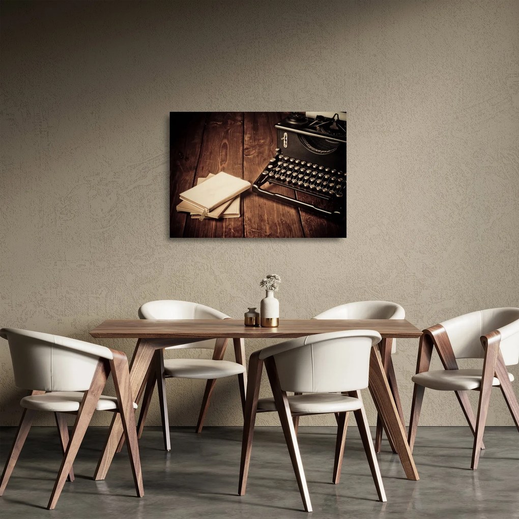 Tablou pe sticlă - Mașina de scris (70x50 cm)
