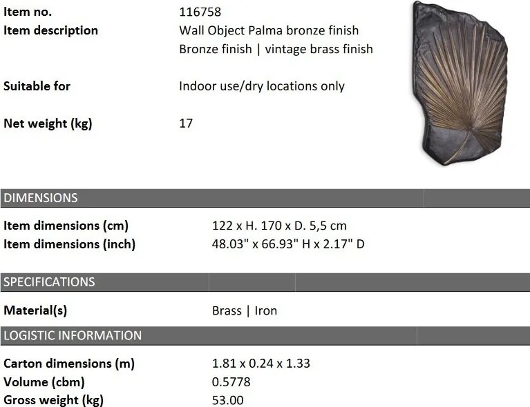 Decoratiune perete design LUX Palma 122x170cm