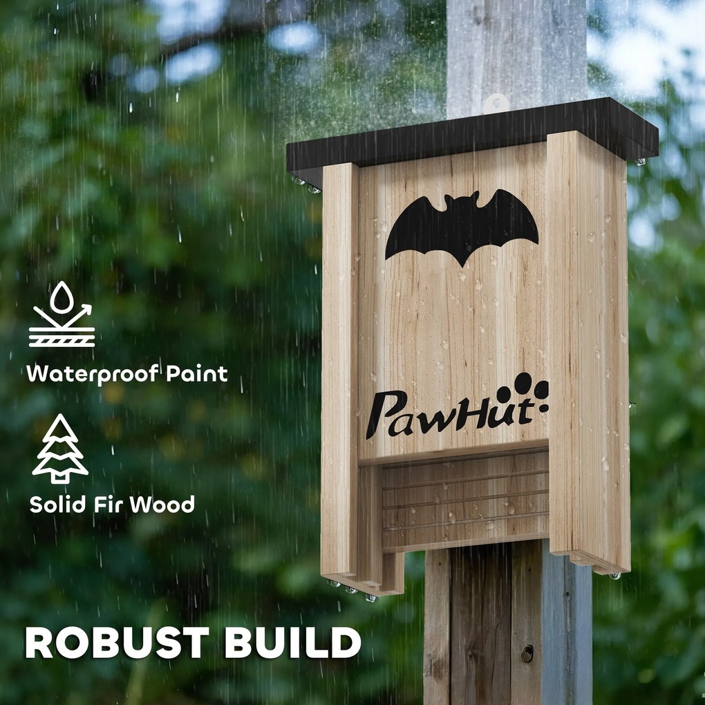 PawHut Set de 3 Căsuțe pentru Lilieci din Lemn de Brad, 18x6x22.5 cm, Lemn Natural | Aosom Romania