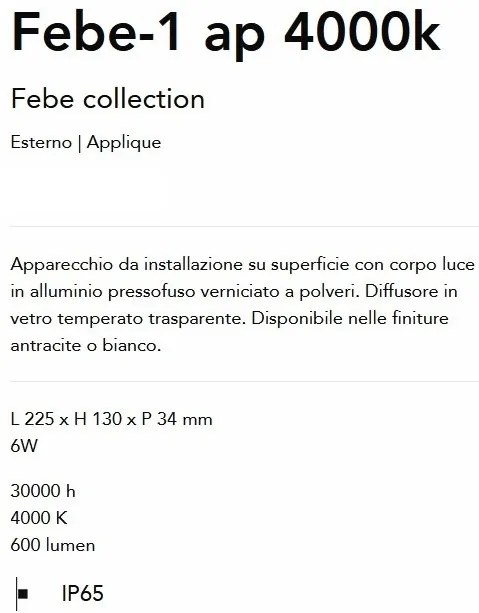 Mini Spot LED aplicat Exterior, Antracit, Protectie IP65, Febe-1 ap 4000k