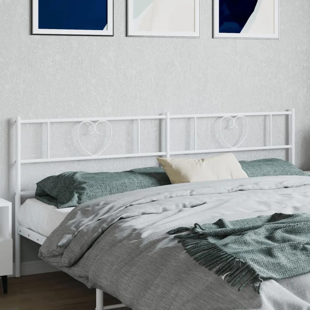 355550 vidaXL Tăblie de pat metalică, alb, 200 cm