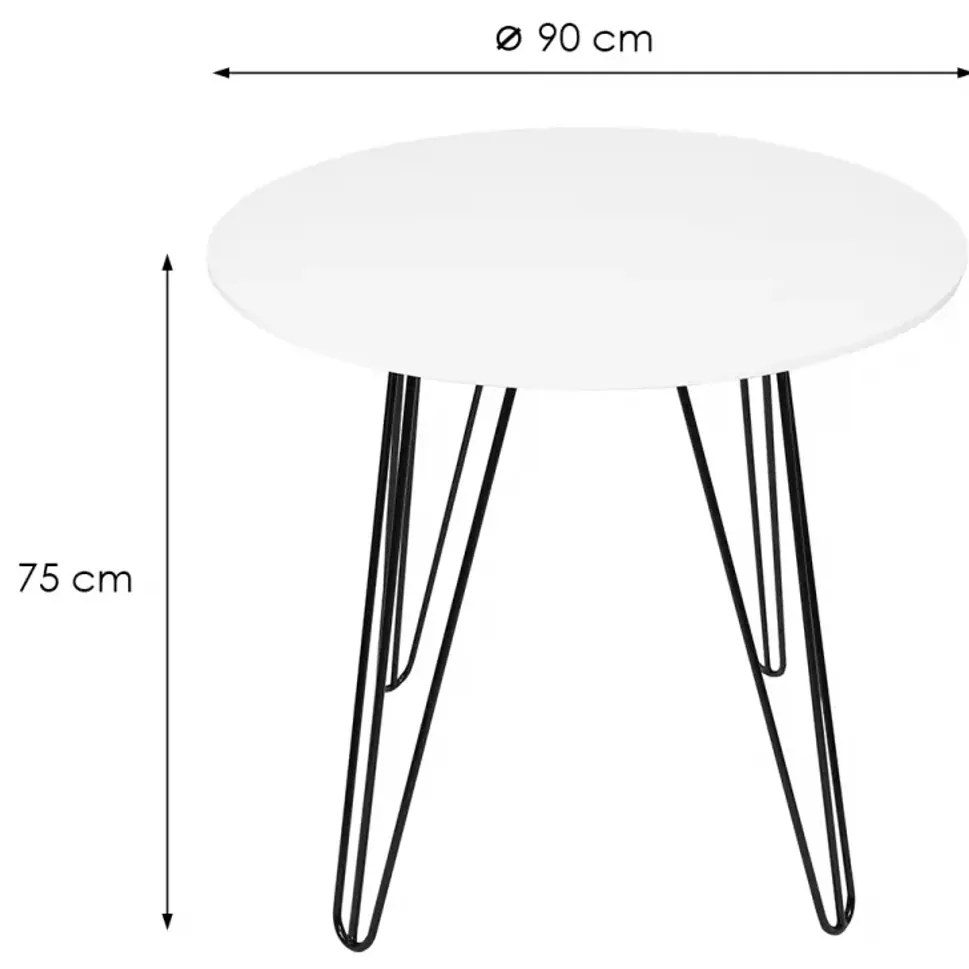 Masa de sufragerie rotunda HARRY 90x90, alb