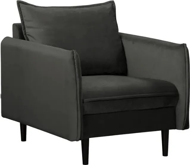 Fotoliu gri închis cu tapițerie din catifea Juli – Ropez