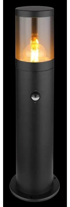 Stalp mic pentru exterior cu senzor de miscare design modern IP44 Xeloo negru, fumuriu