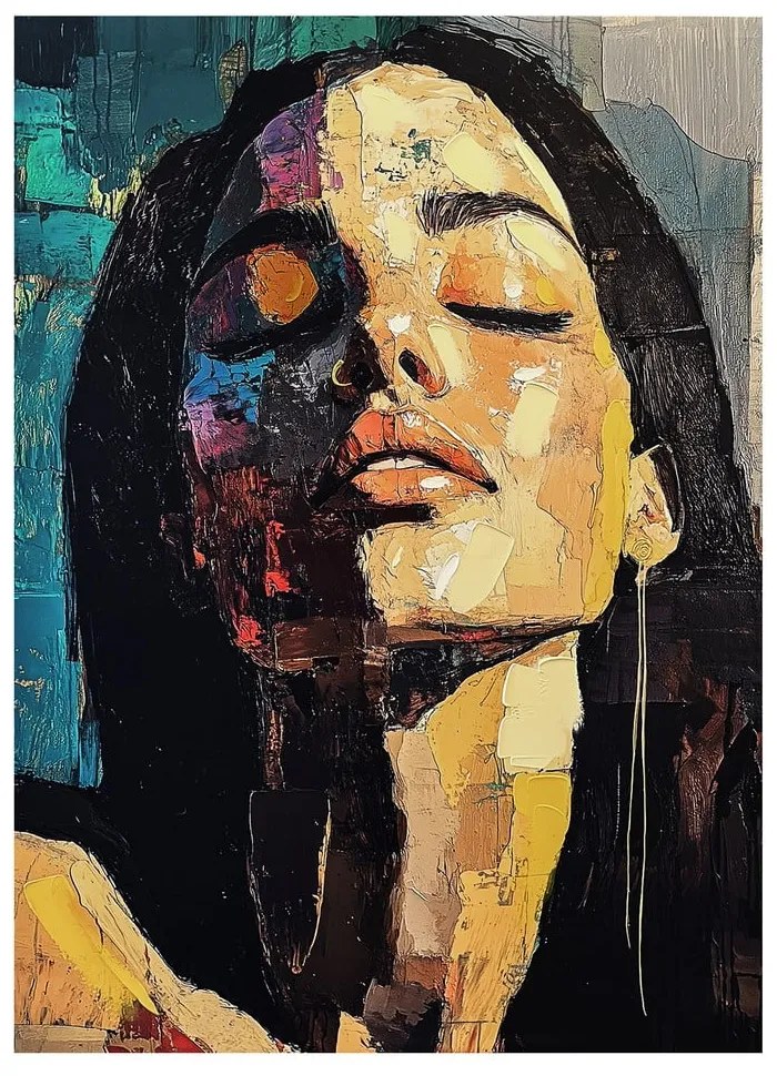 Tablou cu detalii pictate manual 70x100 cm Vivian – Styler