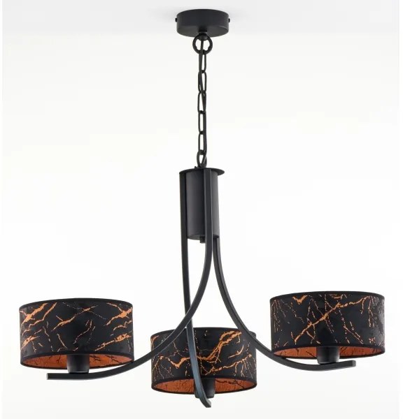 Jupiter 2106 - Lustră cu lanț ARTHUR, 3xE27/15W/230V, negru/portocaliu, decor marmură