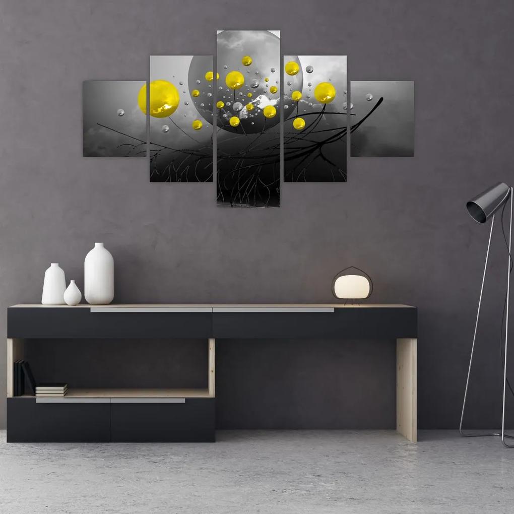 Tablou - bile abstracte galbene (125x70 cm), în 40 de alte dimensiuni noi
